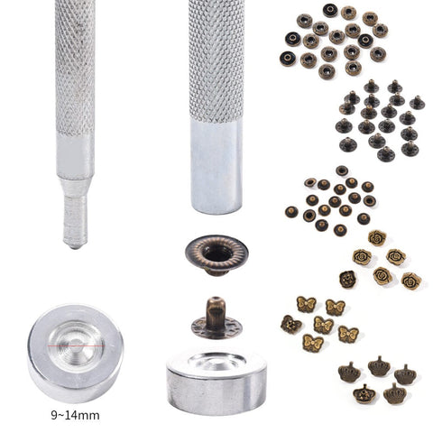 Brass Leather Snap Buttons Fastener Kits including tools Brass Leather Snap Buttons Fastener Kits including tools