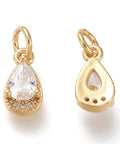 Clear Brass Micro Pave Clear Cubic Teardrop Zirconia Charms, 18K Gold Plated, 10.5x5.5x3.5mm Brass Micro Pave Clear Cubic Teardrop Zirconia Charms, 18K Gold Plated, 10.5x5.5x3.5mm