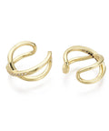 Brass Micro Pave Clear Cubic Zirconia Cuff Earrings, Real 18K Gold Plated Brass Micro Pave Clear Cubic Zirconia Cuff Earrings, Real 18K Gold Plated