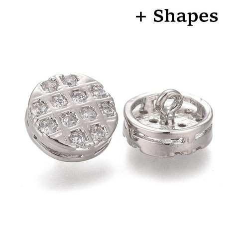 Brass Micro-Pavé Clear Cubic Zirconia Shank Button – Platinun Brass Micro-Pavé Clear Cubic Zirconia Shank Button – Platinun