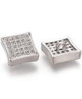 SQUARE Size-8x8x3.5mm Brass Micro-Pavé Clear Cubic Zirconia Shank Button – Platinun Brass Micro-Pavé Clear Cubic Zirconia Shank Button – Platinun