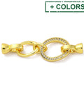 Brass Micro Pave Clear CZ Fold Over Clasps – Oval, 45.5mm Brass Micro Pave Clear CZ Fold Over Clasps – Oval, 45.5mm