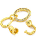 18K GOLD PLATED Brass Micro Pave Clear CZ Fold Over Clasps – Oval, 45.5mm Brass Micro Pave Clear CZ Fold Over Clasps – Oval, 45.5mm