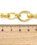 Brass Micro Pave Clear CZ Fold Over Clasps – Oval, 45.5mm Brass Micro Pave Clear CZ Fold Over Clasps – Oval, 45.5mm