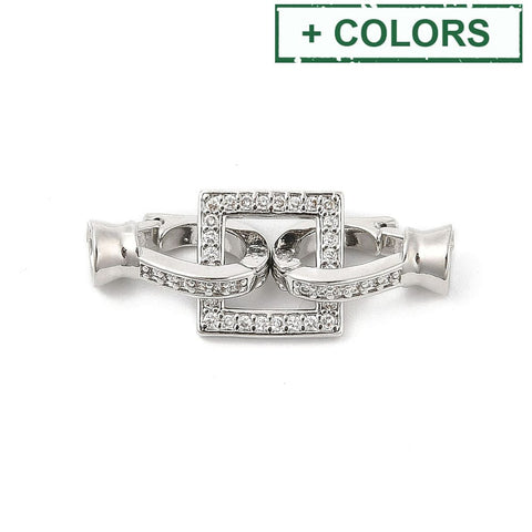 Brass Micro Pave Clear CZ Fold Over Clasps – Square, 25mm Brass Micro Pave Clear CZ Fold Over Clasps – Square, 25mm