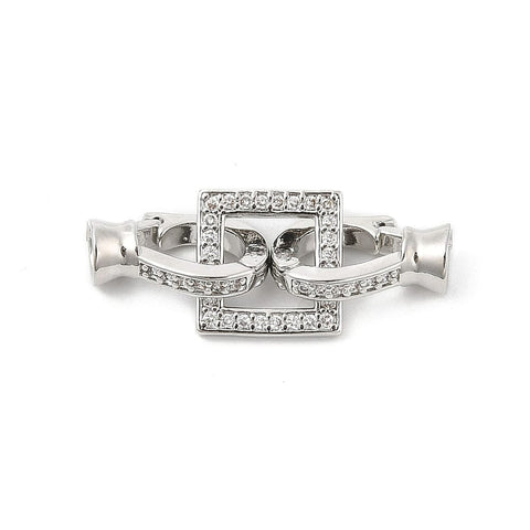 Brass Micro Pave Clear CZ Fold Over Clasps – Square, 25mm Brass Micro Pave Clear CZ Fold Over Clasps – Square, 25mm
