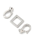 PLATINUM Brass Micro Pave Clear CZ Fold Over Clasps – Square, 25mm Brass Micro Pave Clear CZ Fold Over Clasps – Square, 25mm