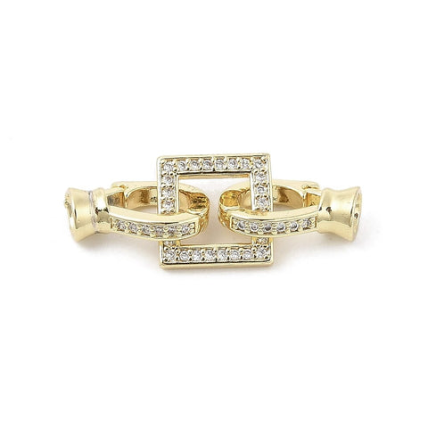 18K GOLD PLATED Brass Micro Pave Clear CZ Fold Over Clasps – Square, 25mm Brass Micro Pave Clear CZ Fold Over Clasps – Square, 25mm