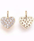 Brass Micro Pave Cubic Zirconia Charms, Heart, Clear, 7x5mm Brass Micro Pave Cubic Zirconia Charms, Heart, Clear, 7x5mm