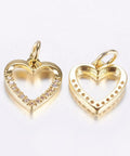 18KT. GOLD PLATED. Brass Micro Pave Cubic Zirconia Charms, Hollow Heart, 11.5x11x2mm Brass Micro Pave Cubic Zirconia Charms, Hollow Heart, 11.5x11x2mm