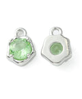 Platinum Plated / Light Green Brass Micro Pave Cubic Zirconia Charms, Irregular Shape Charm, 9x7x3mm, Hole: 1.4mm Brass Micro Pave Cubic Zirconia Charms, Irregular Shape Charm, 9x7x3mm, Hole: 1.4mm