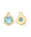 18KT Gold Plated / Light Cyan Brass Micro Pave Cubic Zirconia Charms, Irregular Shape Charm, 9x7x3mm, Hole: 1.4mm Brass Micro Pave Cubic Zirconia Charms, Irregular Shape Charm, 9x7x3mm, Hole: 1.4mm
