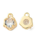 18KT Gold Plated / Clear Brass Micro Pave Cubic Zirconia Charms, Irregular Shape Charm, 9x7x3mm, Hole: 1.4mm Brass Micro Pave Cubic Zirconia Charms, Irregular Shape Charm, 9x7x3mm, Hole: 1.4mm