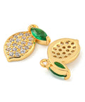Brass Micro Pave Cubic Zirconia Pendants, Lemon, Real 18K Gold Plated, 12x9mm Brass Micro Pave Cubic Zirconia Pendants, Lemon, Real 18K Gold Plated, 12x9mm