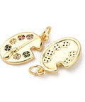 Brass Micro Pave Cubic Zirconia Pendants, Palette, 18K Gold Plated, 18.5x12.5x2.5mm Brass Micro Pave Cubic Zirconia Pendants, Palette, 18K Gold Plated, 18.5x12.5x2.5mm