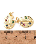 Brass Micro Pave Cubic Zirconia Pendants, Palette, 18K Gold Plated, 18.5x12.5x2.5mm Brass Micro Pave Cubic Zirconia Pendants, Palette, 18K Gold Plated, 18.5x12.5x2.5mm