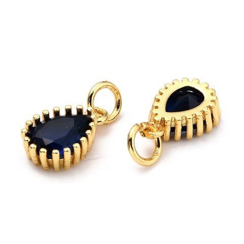 Dark Blue Brass Micro Pave Cubic Zirconia Pendants Teardrop, 7.5x12mm 4pcs Brass Micro Pave Cubic Zirconia Pendants Teardrop, 7.5x12mm 4pcs