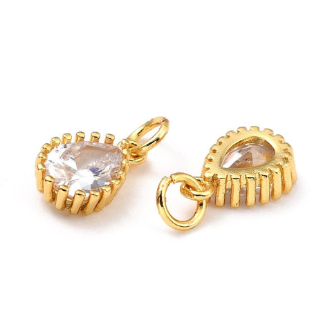 Clear Brass Micro Pave Cubic Zirconia Pendants Teardrop, 7.5x12mm 4pcs Brass Micro Pave Cubic Zirconia Pendants Teardrop, 7.5x12mm 4pcs