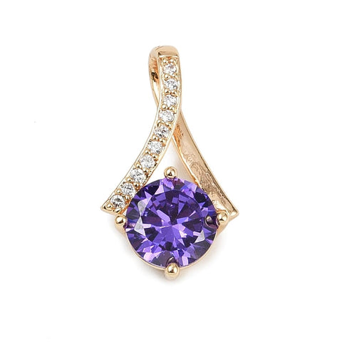 Brass Micro Pave CZ Rhombus Pendant Lilac – Gold Plated Charm 21.5mm Lead-Free Brass Micro Pave CZ Rhombus Pendant Lilac – Gold Plated Charm 21.5mm Lead-Free