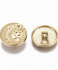 Brass Shank Buttons, Flat Round with Flower, Real 18K Gold Plated 17mm Brass Shank Buttons, Flat Round with Flower, Real 18K Gold Plated 17mm