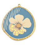 Cadet Blue Flower Pendant 18K Gold PVD – Stainless Steel Round Charm 32.5mm Cadet Blue Flower Pendant 18K Gold PVD – Stainless Steel Round Charm 32.5mm