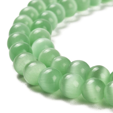 LIGHT GREEN Cat Eye Beads Round 8mm – Choose Colour Cat Eye Beads Round 8mm – Choose Colour - Jewellery making