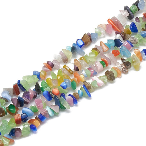 Cat Eye Chip Beads Strand – Fiber Optic Glass Crystal Nugget Beads Cat Eye Chip Beads Strand – Fiber Optic Glass Crystal Nugget Beads