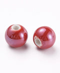 RED (CB8994-15) (CB8994-X) Handmade Porcelain Beads, Pearlized, Round, Red 10mm (10 PCS) (CB8994-X) Handmade Porcelain Beads, Pearlized, Round, Red 10mm (10 PCS)
