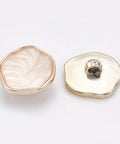 FLORAL WHITE CCB Plastic Shank Buttons, with Enamel, Rose Gold CCB Plastic Shank Buttons, with Enamel, Rose Gold