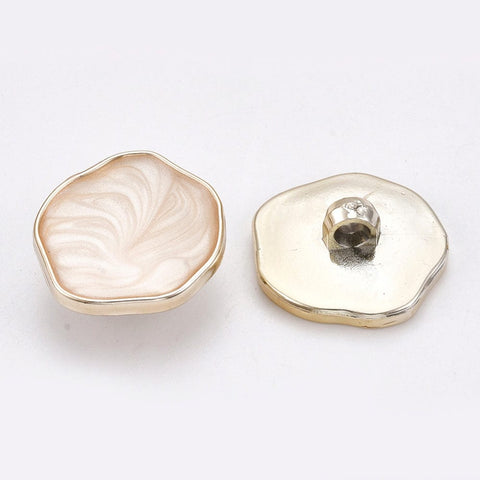 FLORAL WHITE CCB Plastic Shank Buttons, with Enamel, Rose Gold CCB Plastic Shank Buttons, with Enamel, Rose Gold