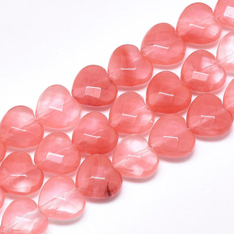 Cherry Quartz Glass Beads, Faceted, Heart, 14.5~15mm Cherry Quartz Glass Beads, Faceted, Heart, 14.5~15mm