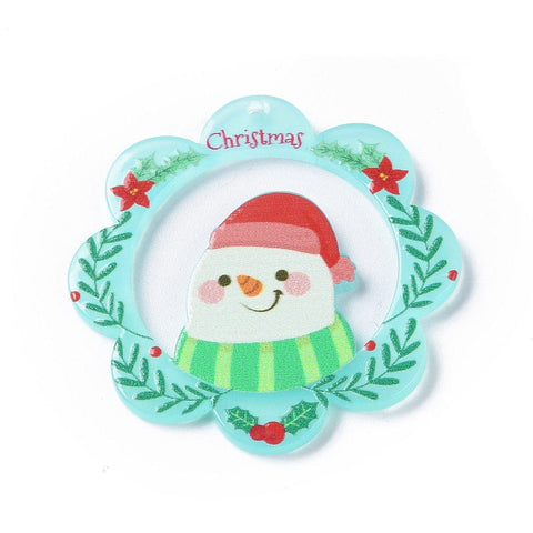 SNOWMAN 37x37x2.5mm Hole 1mm Christmas Acrylic Pendants & Charms Christmas Acrylic Pendants & Charms