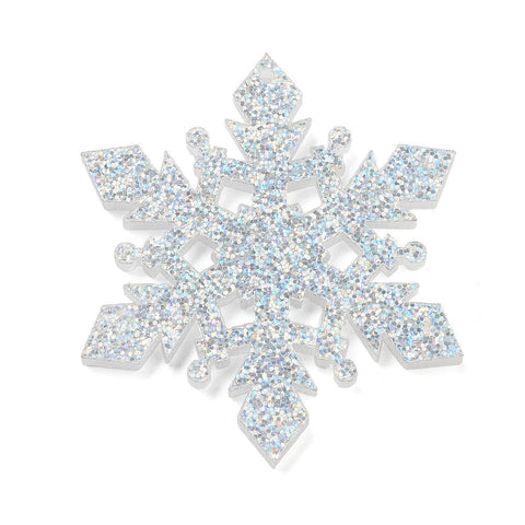 Christmas Acrylic Pendants, Silver, Snowflake, 39x49mm Christmas Acrylic Pendants, Silver, Snowflake, 39x49mm