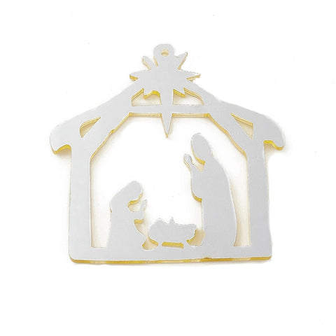 Christmas Theme Acrylic Pendants, Nativity, 50x48.5mm Christmas Theme Acrylic Pendants, Nativity, 50x48.5mm