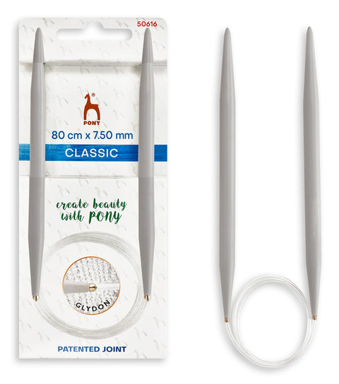 80cmx7.50mm Aluminium Classic circular knitting pins 80cm long Classic circular knitting pins 80cm long