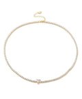 Clear Cubic Zirconia Heart Pendant Necklace with Tennis Chains, Brass Jewelry Clear Cubic Zirconia Heart Pendant Necklace with Tennis Chains, Brass Jewelry