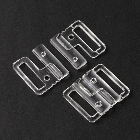 Clear Plastic Bikini Clips – Bra Clasp Replacement for Lingerie & Swimwear, Snap Closure, 31mm x 26mm Clear Plastic Bikini Clips – Bra Clasp Replacement for Lingerie & Swimwear, Snap Closure, 31mm x 26mm