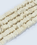 ANTIQUE WHITE Coconut Beads Strands, Square Heishi Beads, 6~8mm Coconut Beads Strands, Square Heishi Beads, 6~8mm