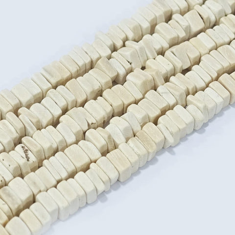 ANTIQUE WHITE Coconut Beads Strands, Square Heishi Beads, 6~8mm Coconut Beads Strands, Square Heishi Beads, 6~8mm