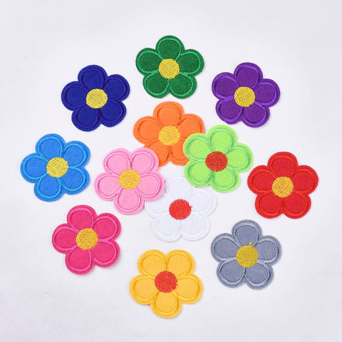 FLOWERS (51x53mm) Computerized Embroidery Fabric Patches – Iron-On or Sew-On Appliqués Computerized Embroidery Fabric Patches – Iron-On or Sew-On Appliqués