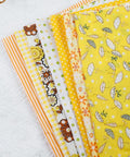 YELLOW/GOLD Cotton Fabric Squares for Patchwork, Flower Pattern, 25x25cm, 7 Sheets/set Cotton Fabric Squares for Patchwork, Flower Pattern, 25x25cm | Cyprus