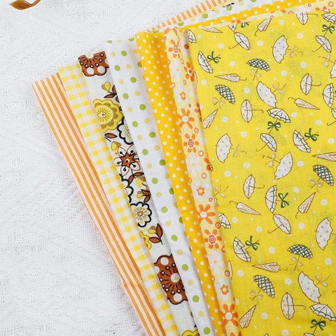 YELLOW/GOLD Cotton Fabric Squares for Patchwork, Flower Pattern, 25x25cm, 7 Sheets/set Cotton Fabric Squares for Patchwork, Flower Pattern, 25x25cm | Cyprus