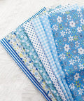 BLUE Cotton Fabric Squares for Patchwork, Flower Pattern, 25x25cm, 7 Sheets/set Cotton Fabric Squares for Patchwork, Flower Pattern, 25x25cm | Cyprus
