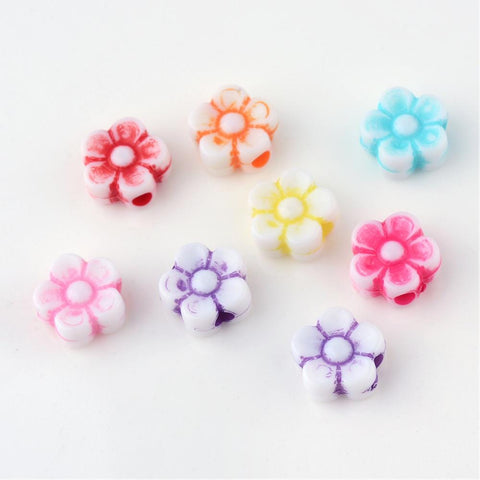 Craft Style Acrylic Corrugated Beads, Flower, Mixed Color 8mm Craft Style Acrylic Corrugated Beads, Flower, Mixed Color 8mm