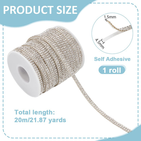 20 meter spool Crystal Self-Adhesive Hotfix Rhinestone Ribbon Trim – 4.5mm Crystal Self-Adhesive Hotfix Rhinestone Ribbon Trim – 4.5mm