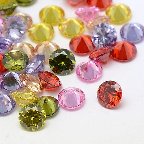 MIX COLORS (ZR9078-4-M) Cubic Zirconia Cabochons, Grade A, Diamond, 4mm Cubic Zirconia Cabochons, Grade A, Diamond, 4mm