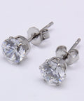 Cubic Zirconia Ear Studs, with 304 Stainless Steel Base, 5mm, Pin: 0.7mm Cubic Zirconia Ear Studs, with 304 Stainless Steel Base, 5mm, Pin: 0.7mm