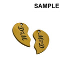 Custom Laser Engraved 304 Stainless Steel Split Pendant Charm, Heart Charm, Golden Custom Laser Engraved 304 Stainless Steel Split Pendant Charm, Heart Charm, Golden
