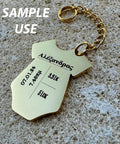 Custom Laser Engraved Baby Clothes Charm, 26x9.5mm Custom Laser Engraved Baby Clothes Charm, 26x9.5mm