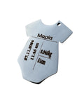 STAINLESS STEEL Custom Laser Engraved Baby Clothes Charm, 26x9.5mm Custom Laser Engraved Baby Clothes Charm, 26x9.5mm